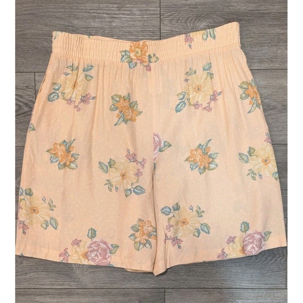 VTG CASUAL CORNER L/XL Mom Shorts High Waist Pleated Floral Pockets Cottage USA
